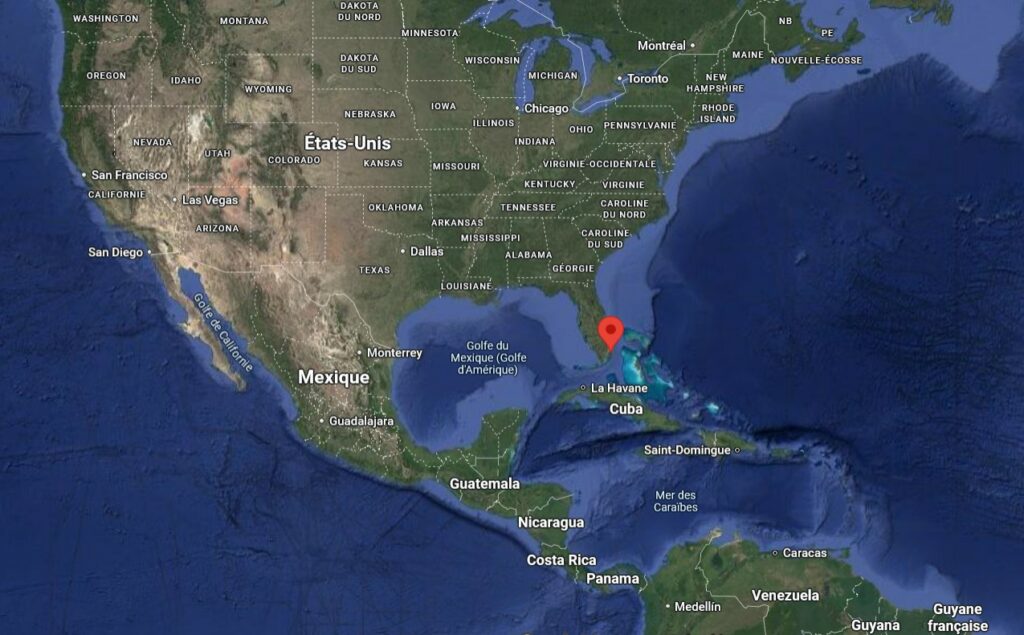 Situation globale de Miami dans les USA.
