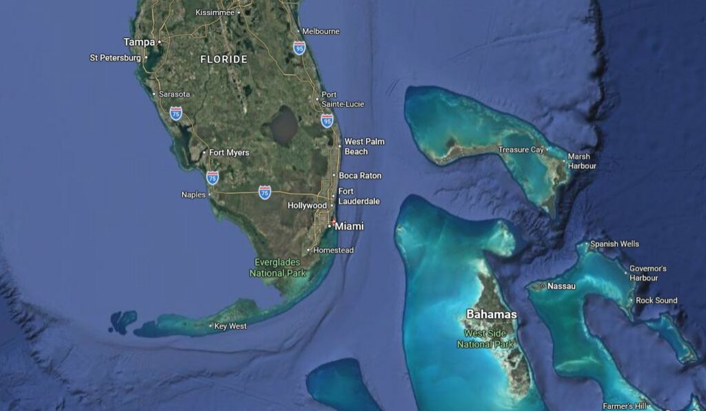 Emplacement de Miami dans la Floride, USA.