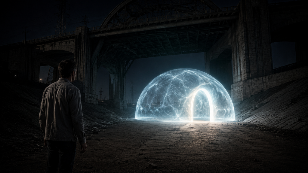 Image illustrative du vaisseau en forme d'igloo vu par Orfeo Angelucci dans son deuxième contact avec les habitants de l'ancienne planète Lucifer.