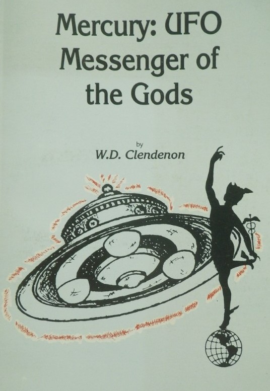 Dessin de couverture du vaisseau observé par Clendenon, dans son livre « Messenger of the gods », identique au vaisseau photographié par Adamski et du même type que celui du contact des sœurs Mitchell.