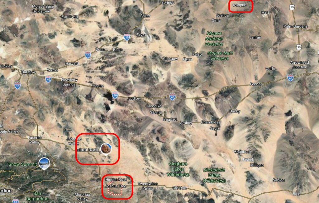 On voit que ces lieux d'atterrissage répétés et de contact avec Oswald Gonzalez par les êtres de Nep-4 sont situés dans une même zone géographique allant de la Californie au Nevada, aux USA.