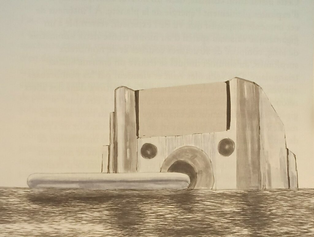 Gigantesque station de traitement de l'eau de 11km de large pour 8km de haut.  Dessin de Rene Erik Olsen depuis son livre "Autres civilisations".