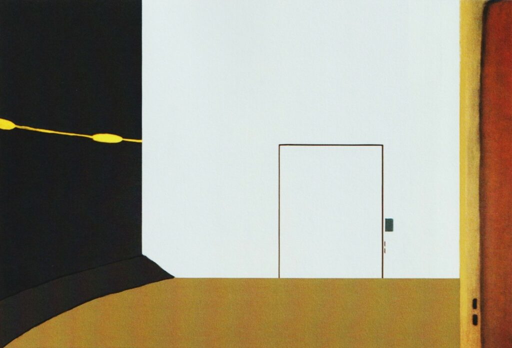 Peinture de "The Alien Visitors - Volume I" de Rene Erik Olsen. L’intérieur d’un grand vaisseau spatial.